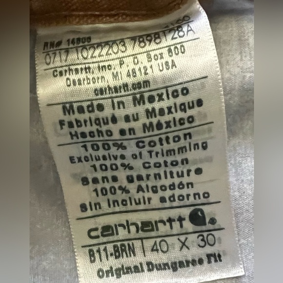 Carhartt ,40x30, brown, original dungaree fit , good condition, jeans - Picture 3 of 3